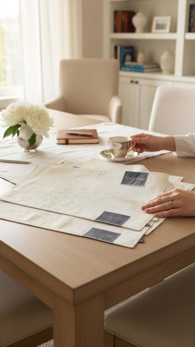 Set Of 8 Waterford Placemats Ivory Lunar 13" x 19"